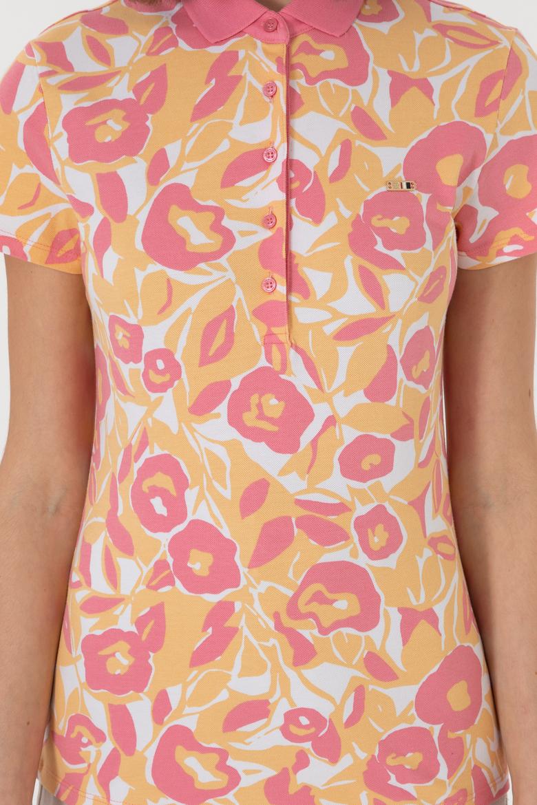 Kadın Pembe Polo Yaka Tişört - 50299537013