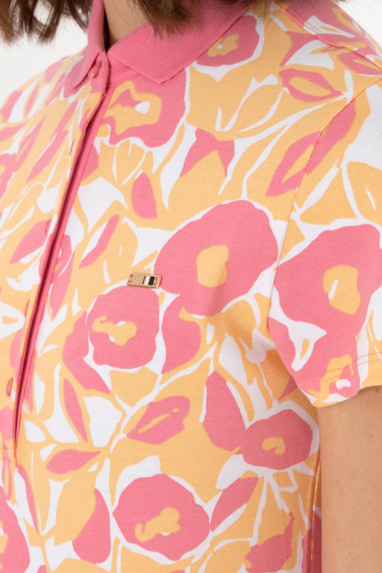 Kadın Pembe Polo Yaka Tişört - 50299537013