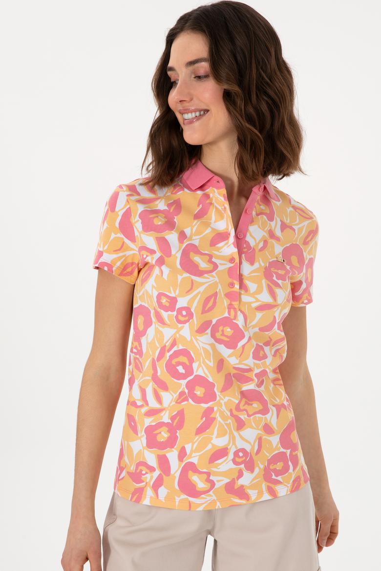 Kadın Pembe Polo Yaka Tişört - 50299537013