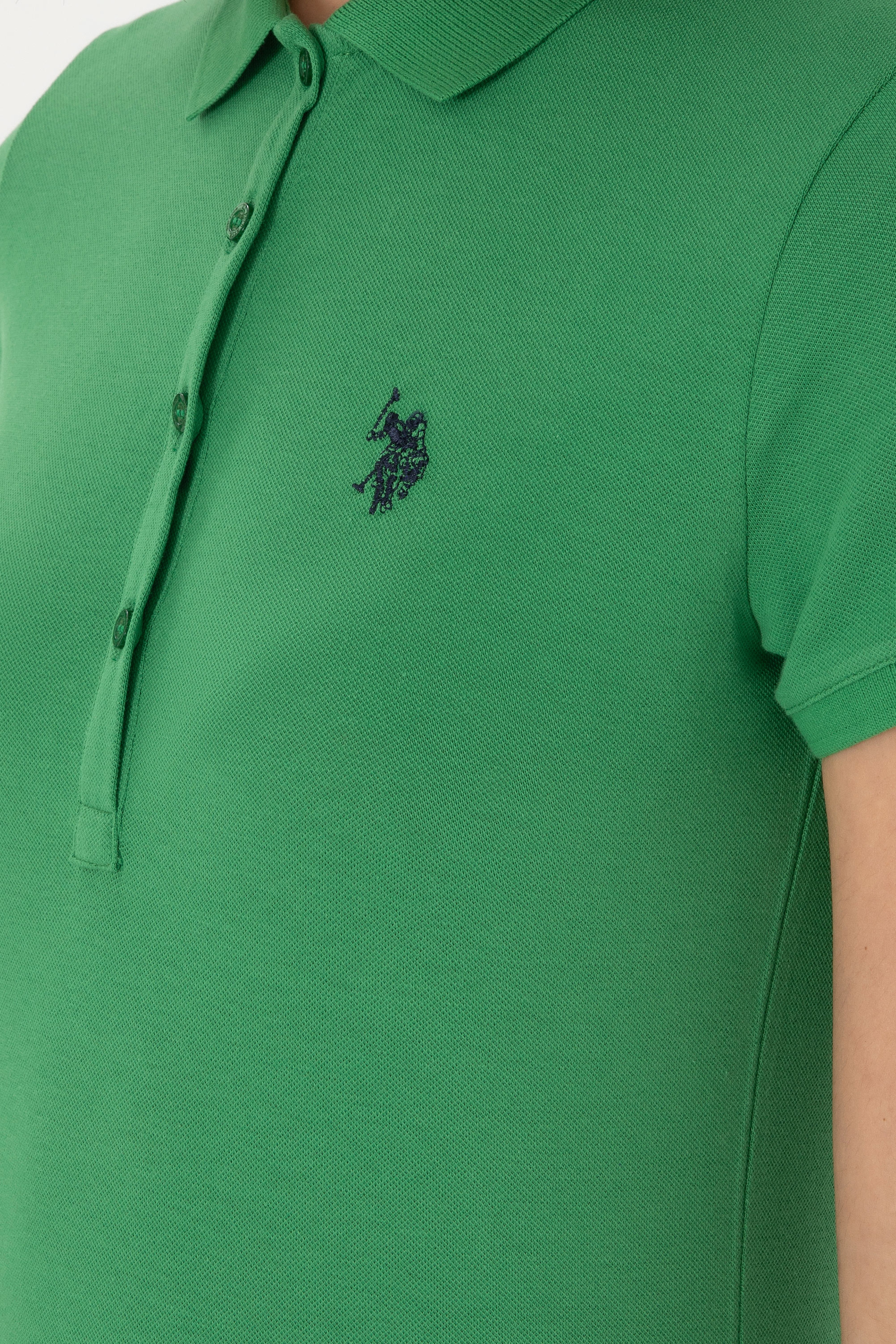 Kadın Yeşil Polo Yaka Tişört - Image 7