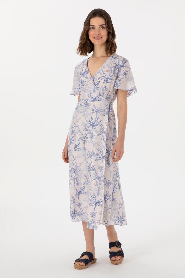 Kadın Mavi Midi Boy Dokuma Elbise - 50305490003