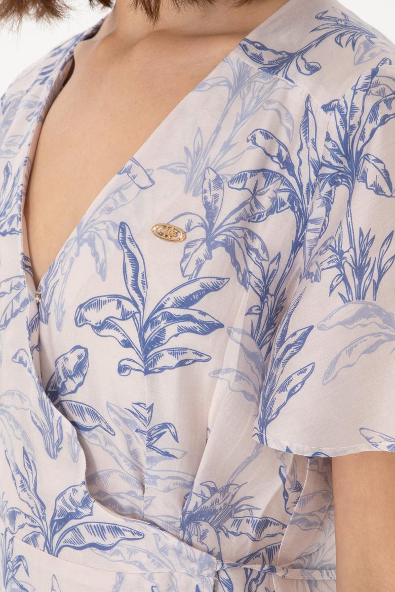 Kadın Mavi Midi Boy Dokuma Elbise - 50305490003