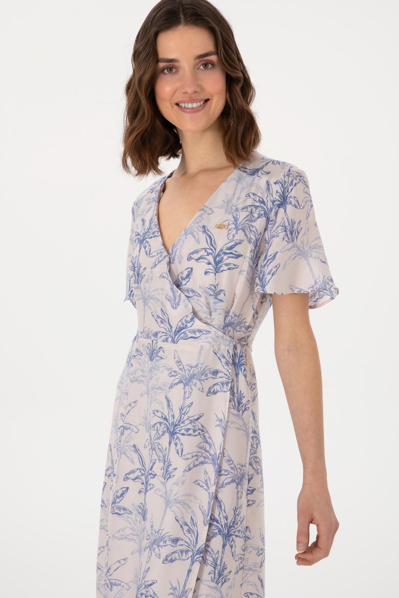 Kadın Mavi Midi Boy Dokuma Elbise - 50305490003