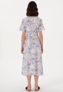 Kadın Mavi Midi Boy Dokuma Elbise - 50305490003