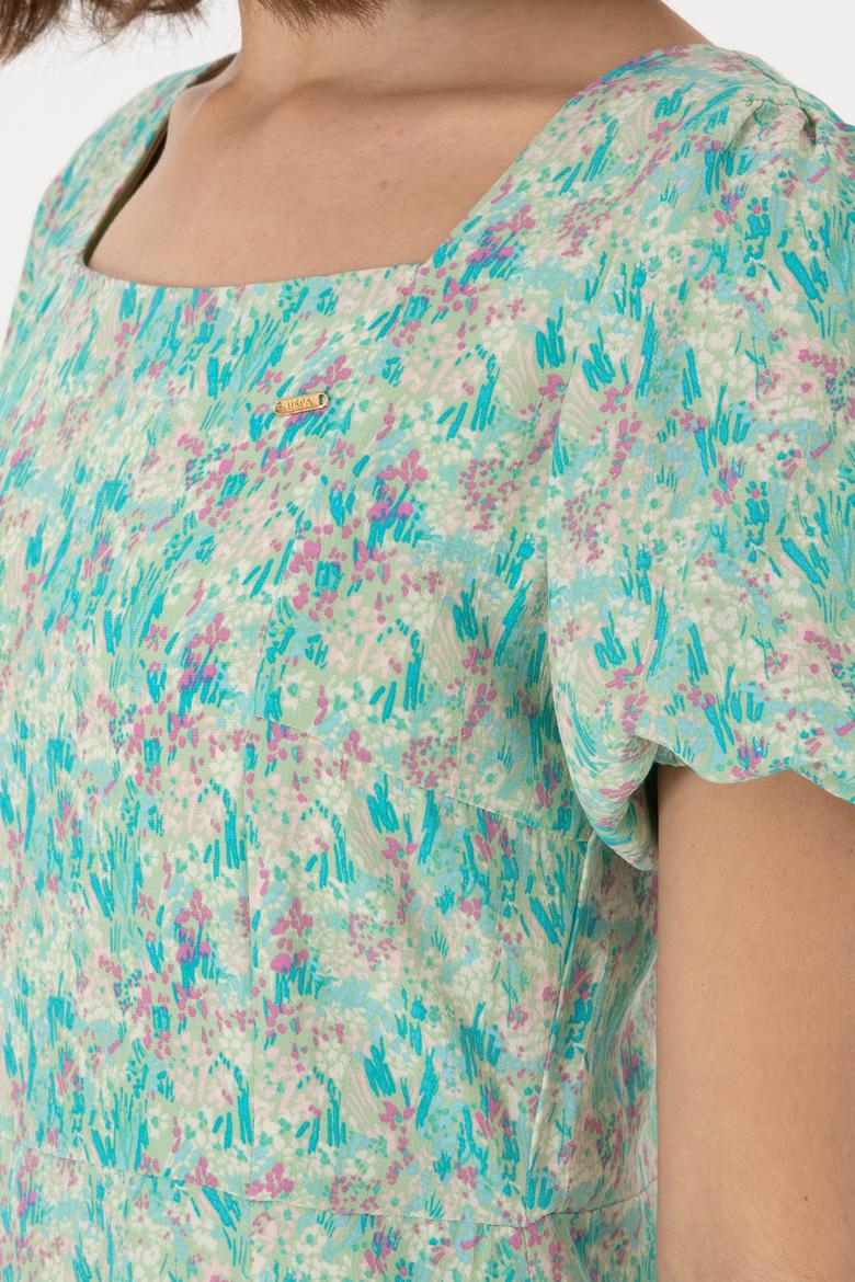 Kadın Su Yeşili Maxi Boy Dokuma Elbise - 50299174010