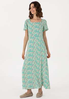 Kadın Su Yeşili Maxi Boy Dokuma Elbise - 50299174010