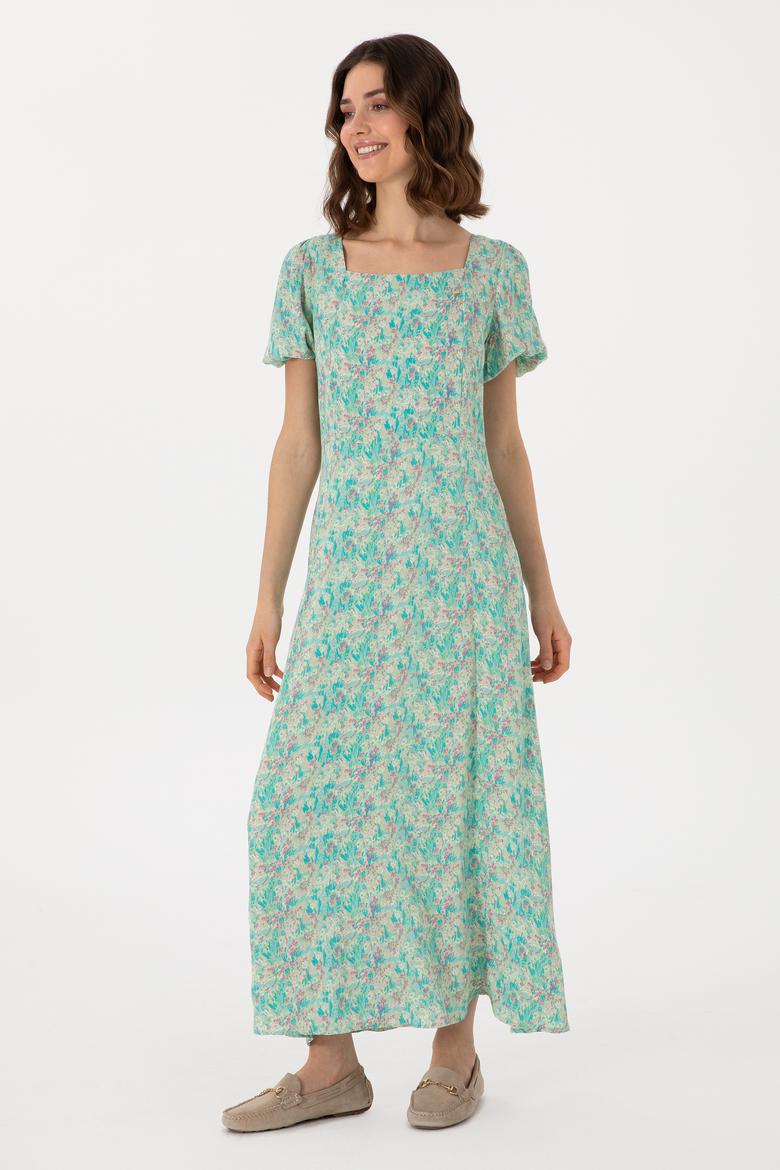 Kadın Su Yeşili Maxi Boy Dokuma Elbise - 50299174010