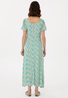 Kadın Su Yeşili Maxi Boy Dokuma Elbise - 50299174010