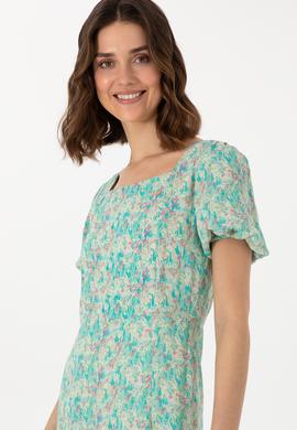 Kadın Su Yeşili Maxi Boy Dokuma Elbise - 50299174010