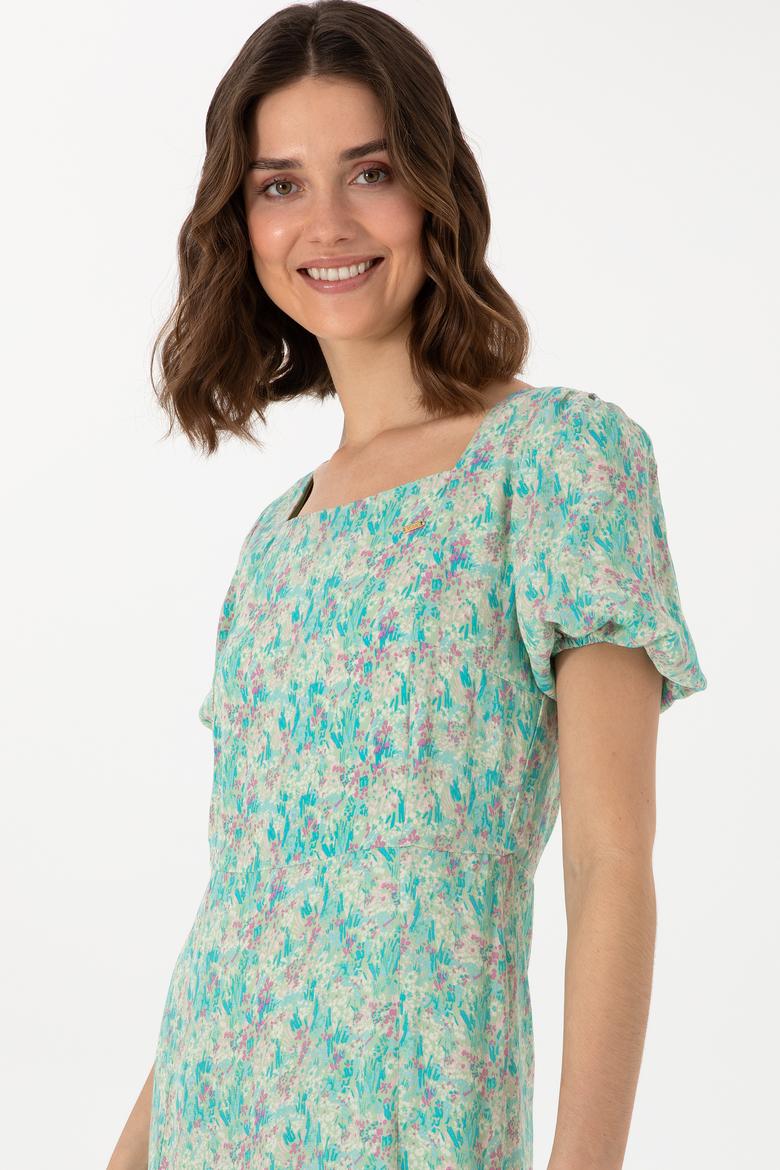 Kadın Su Yeşili Maxi Boy Dokuma Elbise - 50299174010