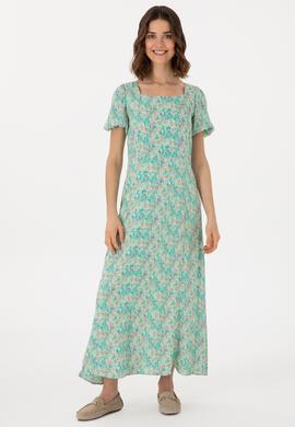 Kadın Su Yeşili Maxi Boy Dokuma Elbise - 50299174010