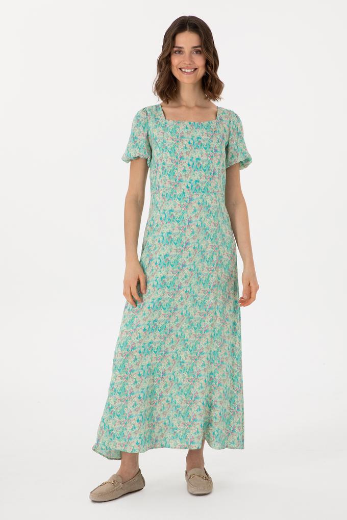 Kadın Su Yeşili Maxi Boy Dokuma Elbise