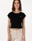 Kadın Siyah Crop Bisiklet Yaka Tişört