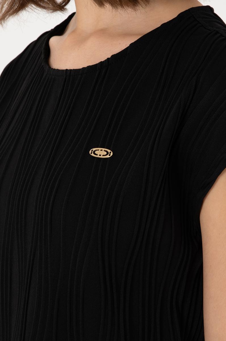 Kadın Siyah Crop Bisiklet Yaka Tişört