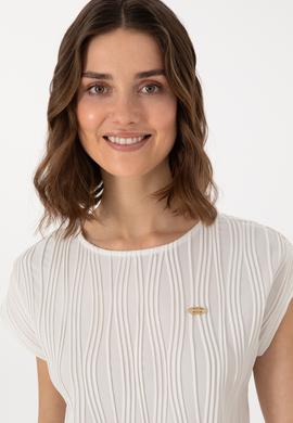 Kadın Beyaz Crop Bisiklet Yaka Tişört - 50299812012