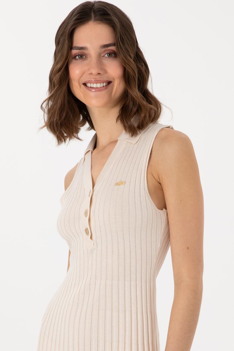 Kadın Krem Mini Boy Triko Elbise - 50299466018