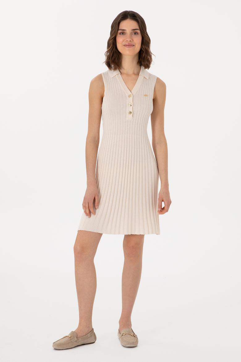 Kadın Krem Mini Boy Triko Elbise