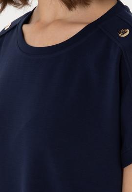 Kadın Lacivert Bisiklet Yaka Tişört - 50300737012