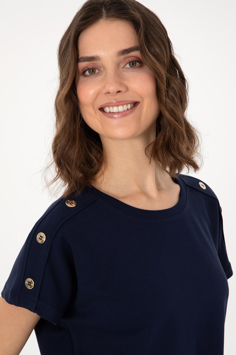 Kadın Lacivert Bisiklet Yaka Tişört