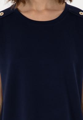 Kadın Lacivert Bisiklet Yaka Tişört - 50300737012