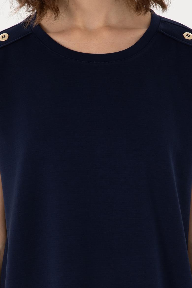 Kadın Lacivert Bisiklet Yaka Tişört - 50300737012