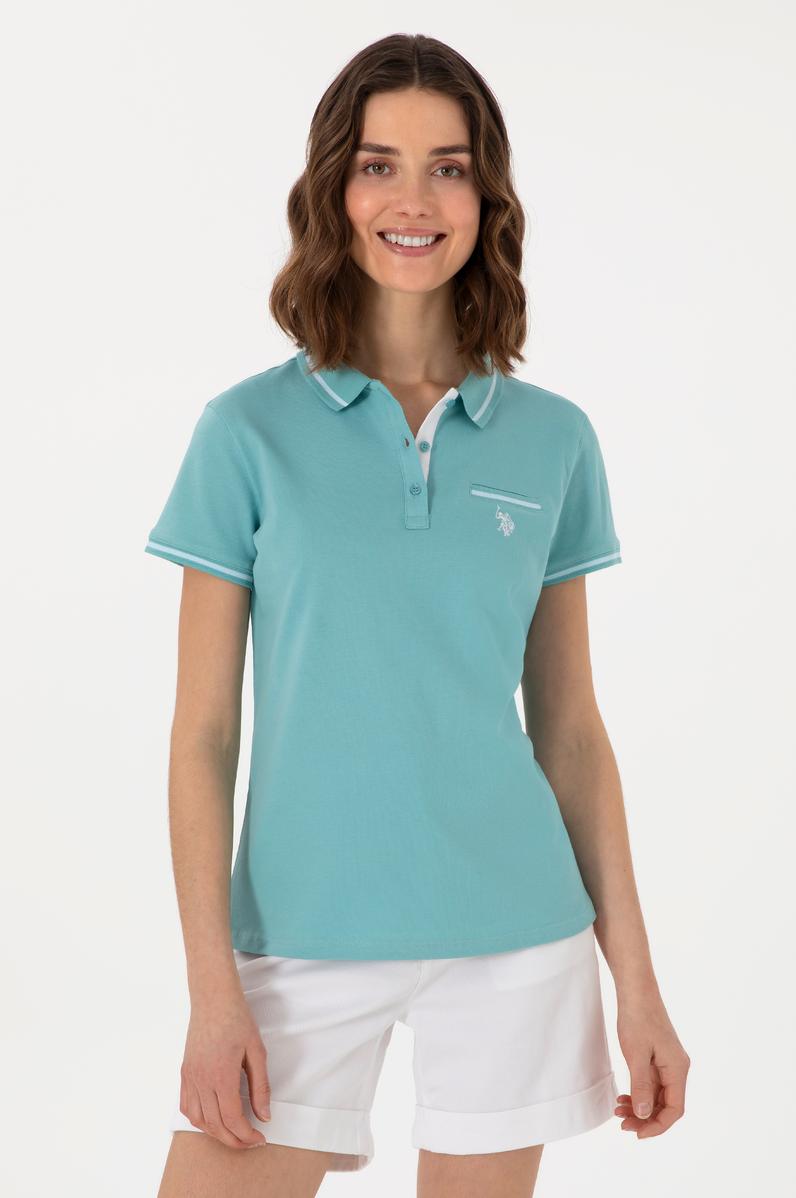 Kadın Mint Polo Yaka Tişört