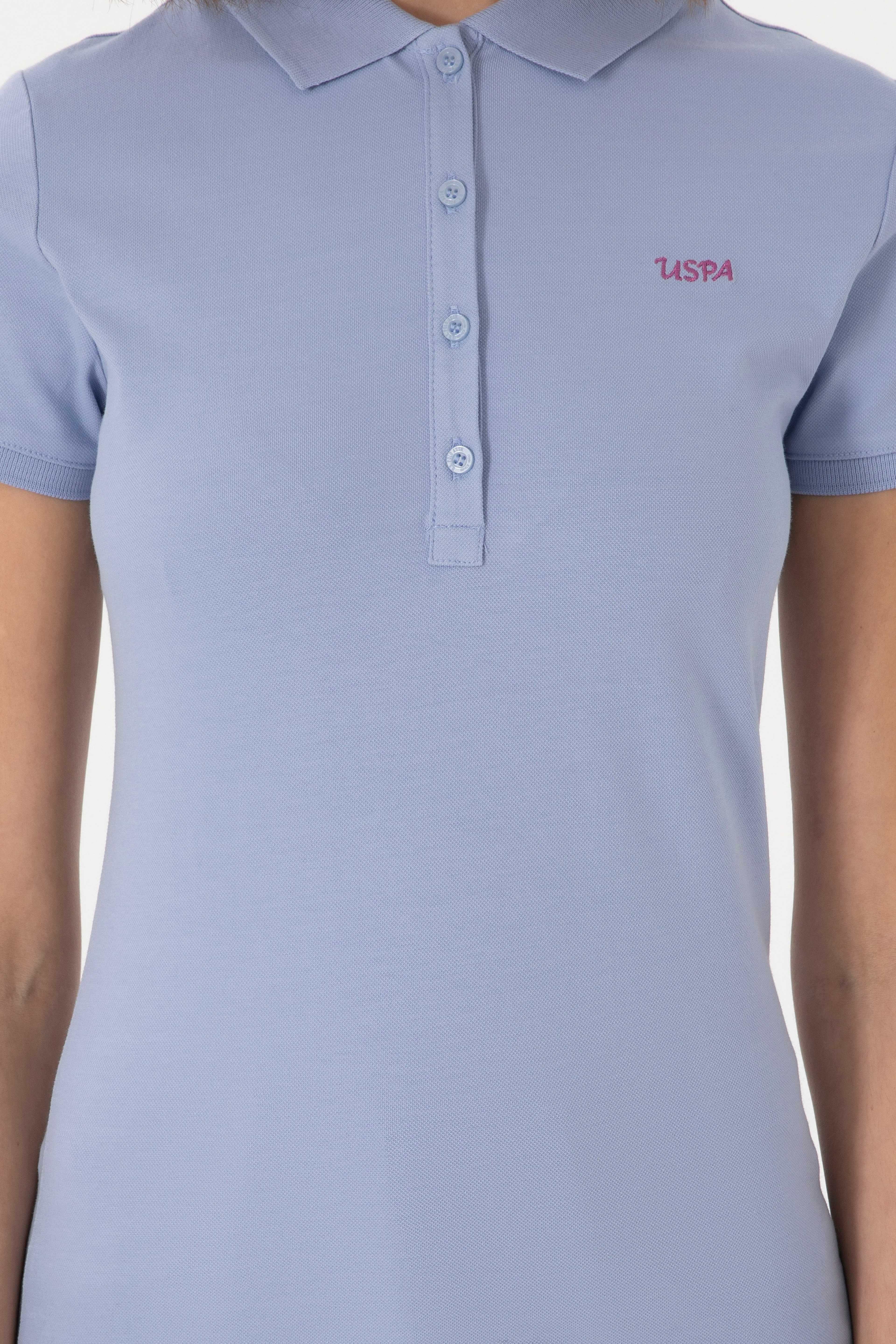 Kadın Açık Mavi Basic Polo Yaka Tişört - Image 7
