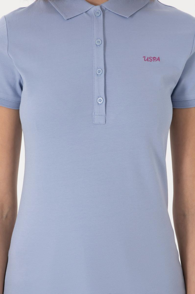 Kadın Açık Mavi Basic Polo Yaka Tişört