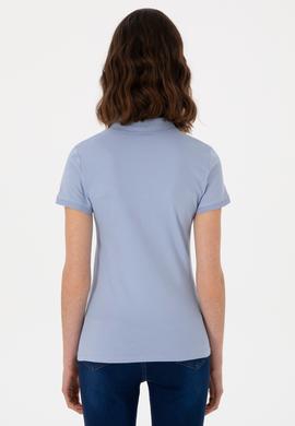 Kadın Açık Mavi Basic Polo Yaka Tişört - 50305764154