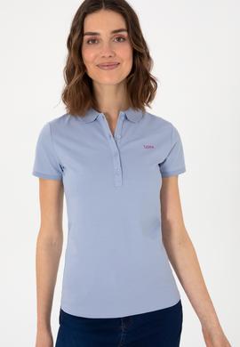 Kadın Açık Mavi Basic Polo Yaka Tişört - 50305764154