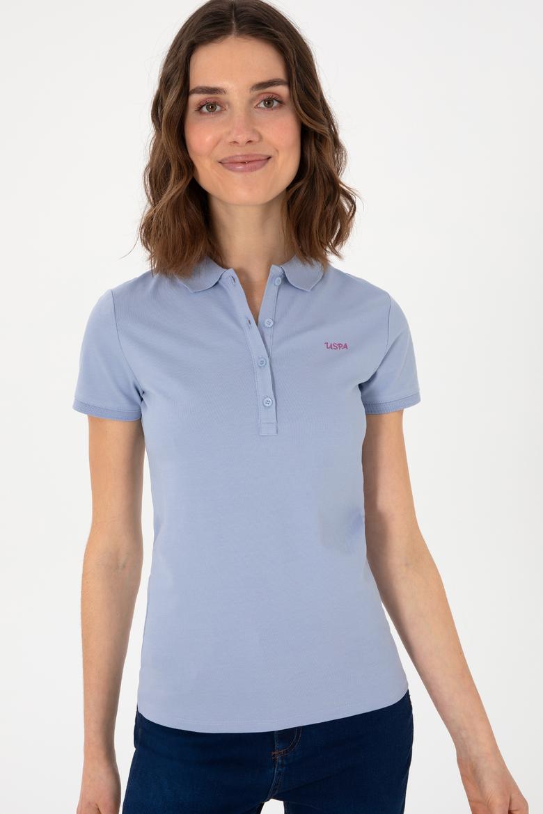 Kadın Açık Mavi Basic Polo Yaka Tişört - 50305764154