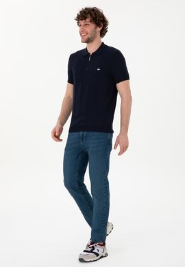 Erkek Slim Fit Polo Yaka Lacivert Tişört - 50306457014