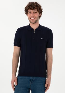 Erkek Slim Fit Polo Yaka Lacivert Tişört - 50306457014