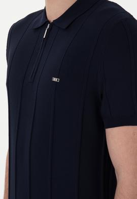 Erkek Slim Fit Polo Yaka Lacivert Tişört - 50306457014