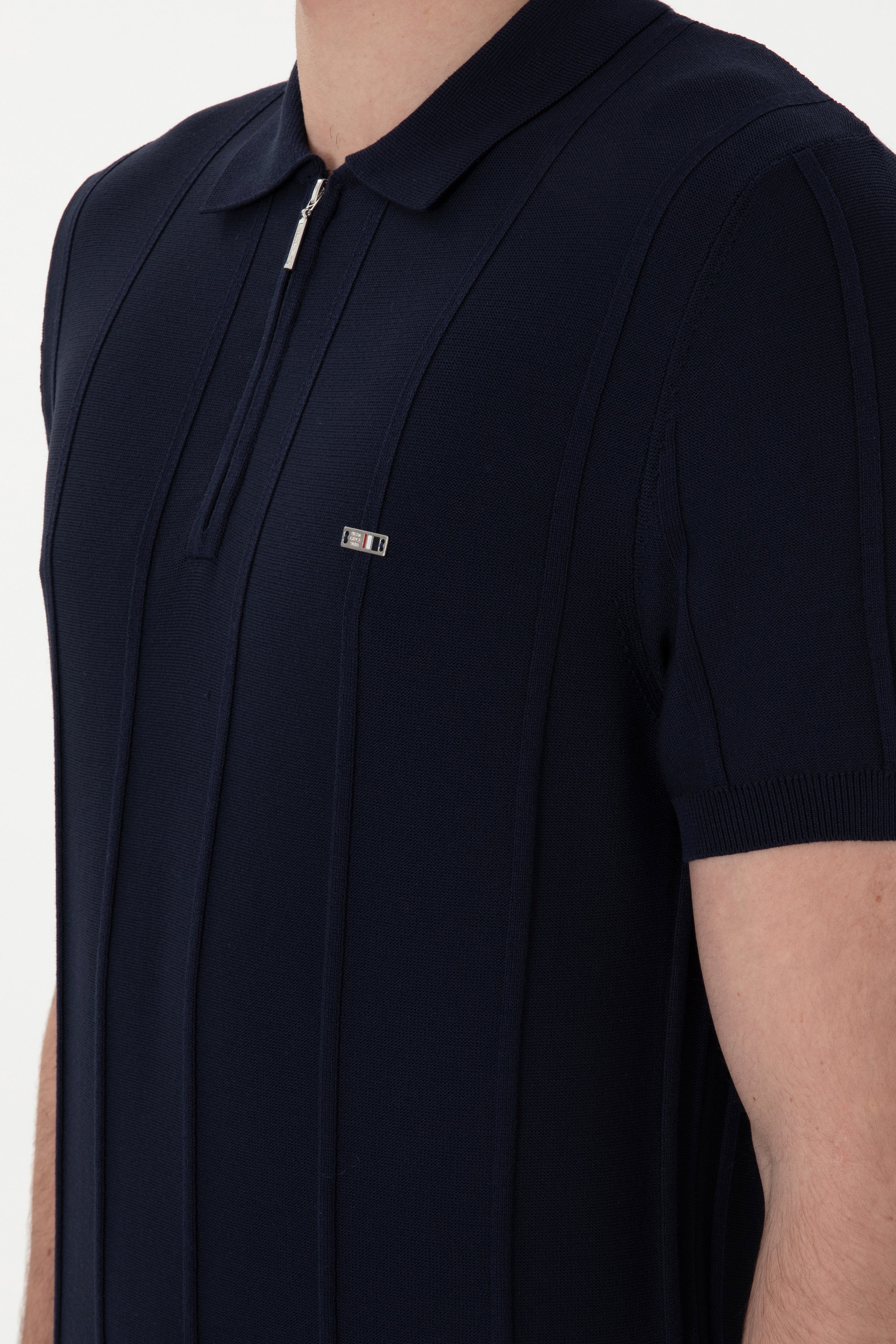 Erkek Slim Fit Polo Yaka Lacivert Tişört - Image 7