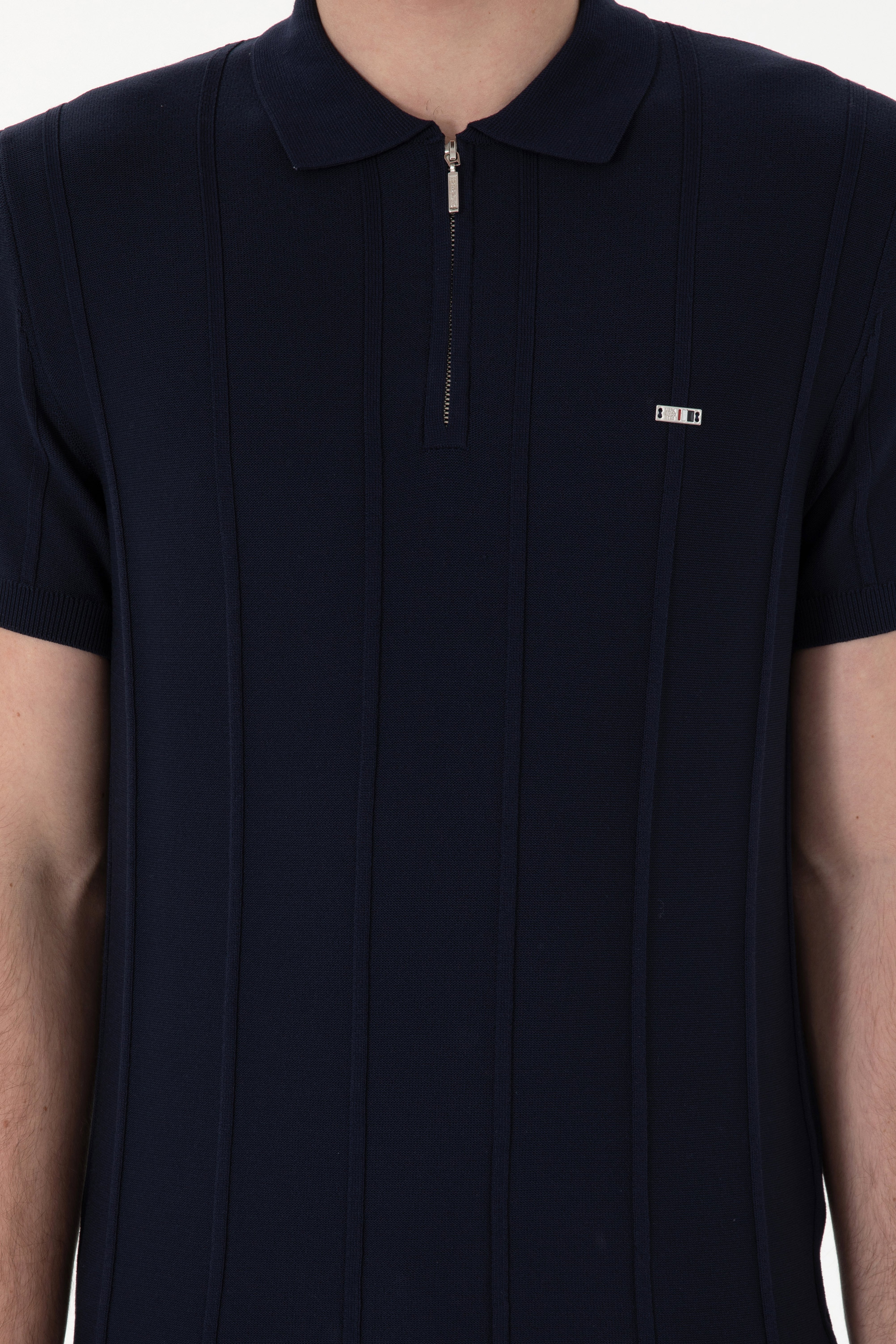 Erkek Slim Fit Polo Yaka Lacivert Tişört - Image 6