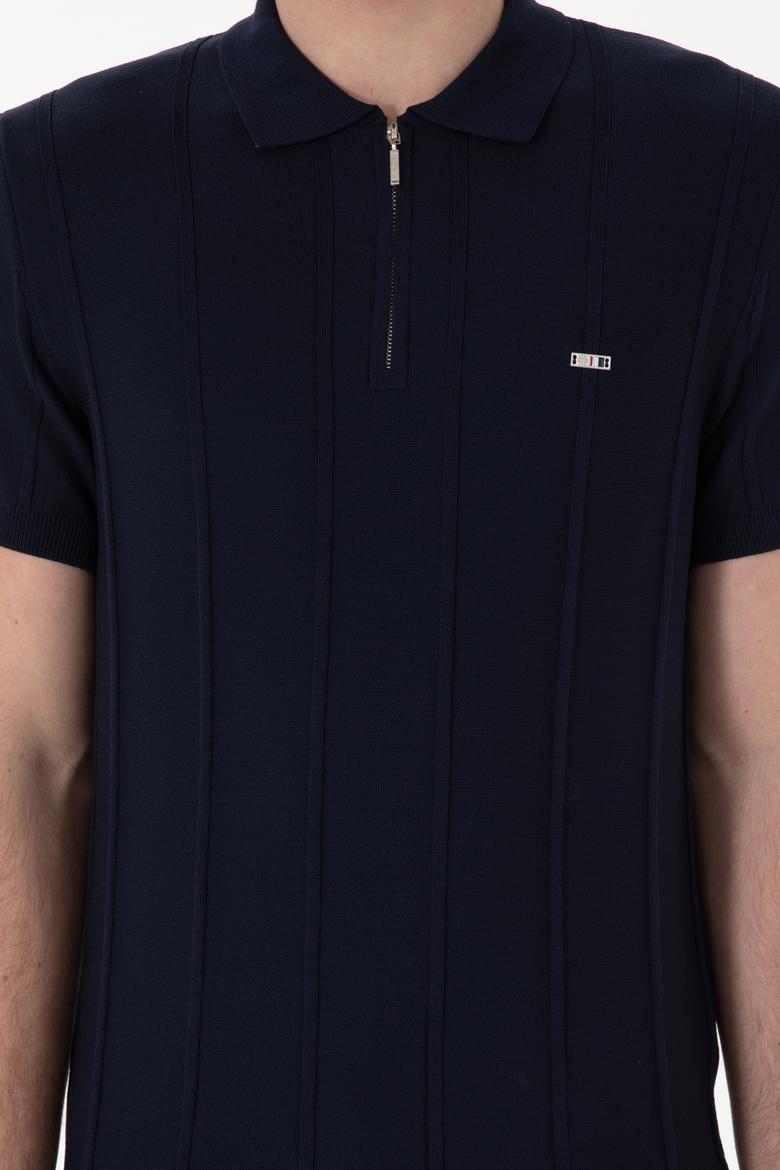 Erkek Slim Fit Polo Yaka Lacivert Tişört - 50306457014