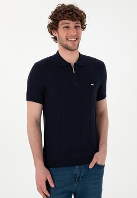 Erkek Slim Fit Polo Yaka Lacivert Tişört - 50306457014