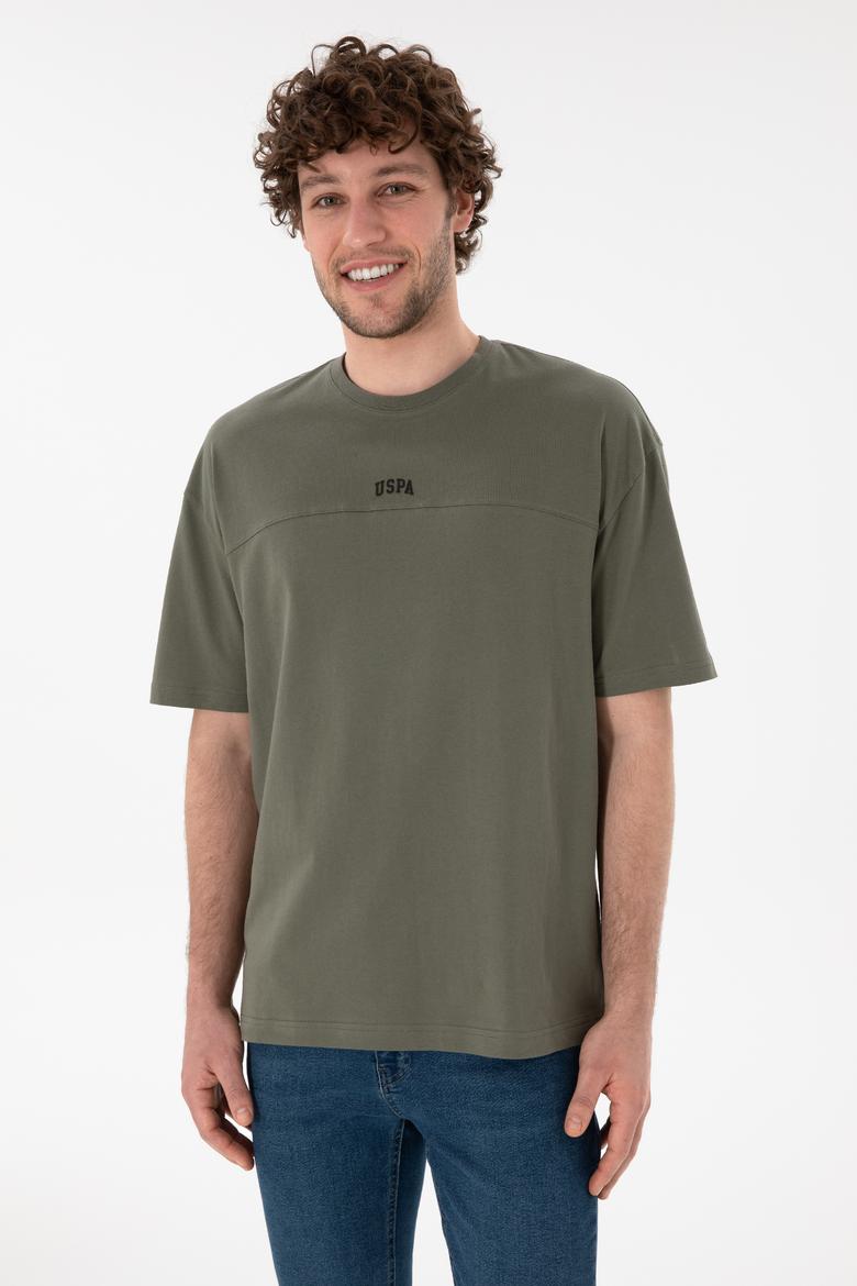 Erkek Comfort Fit Bisiklet Yaka Haki Tişört - 50306017108