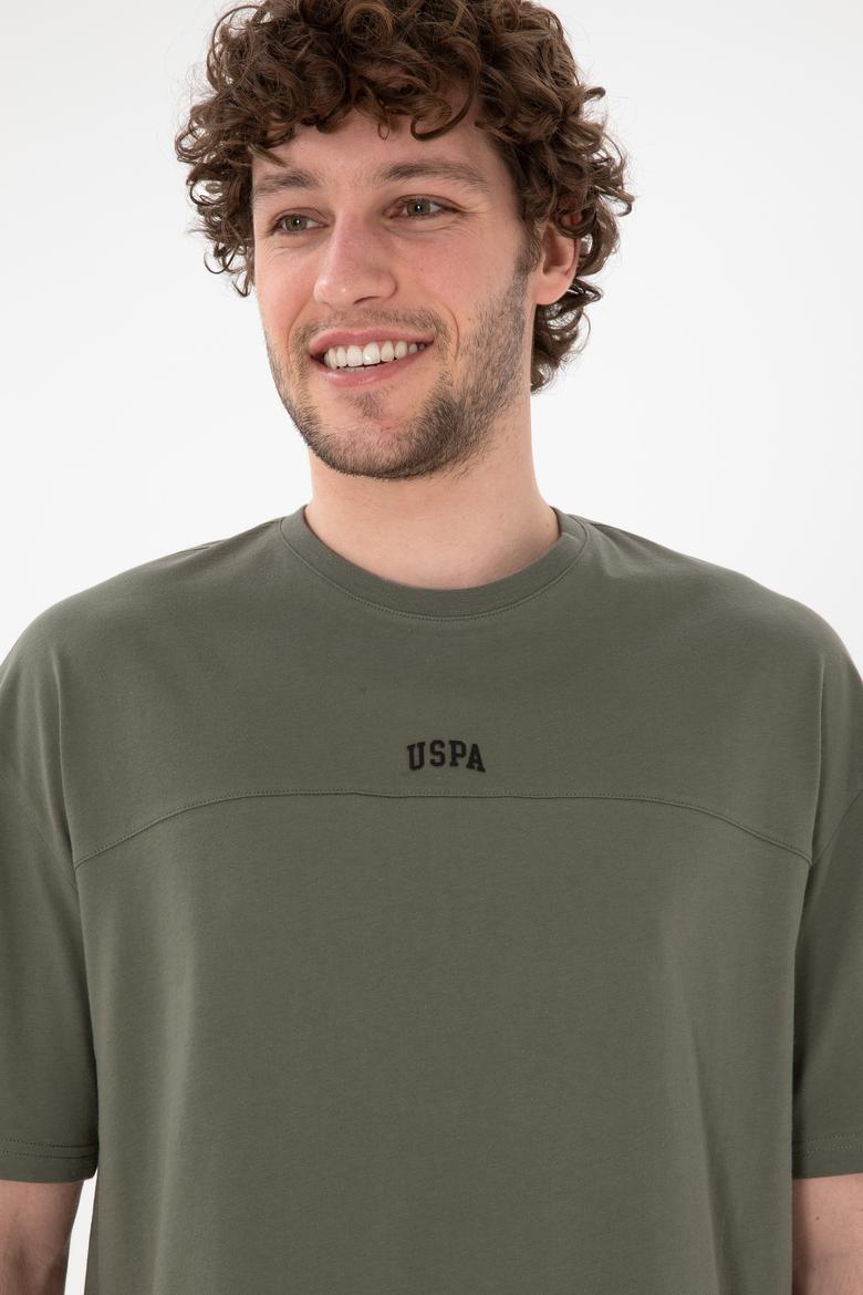 Erkek Comfort Fit Bisiklet Yaka Haki Tişört - 50306017108