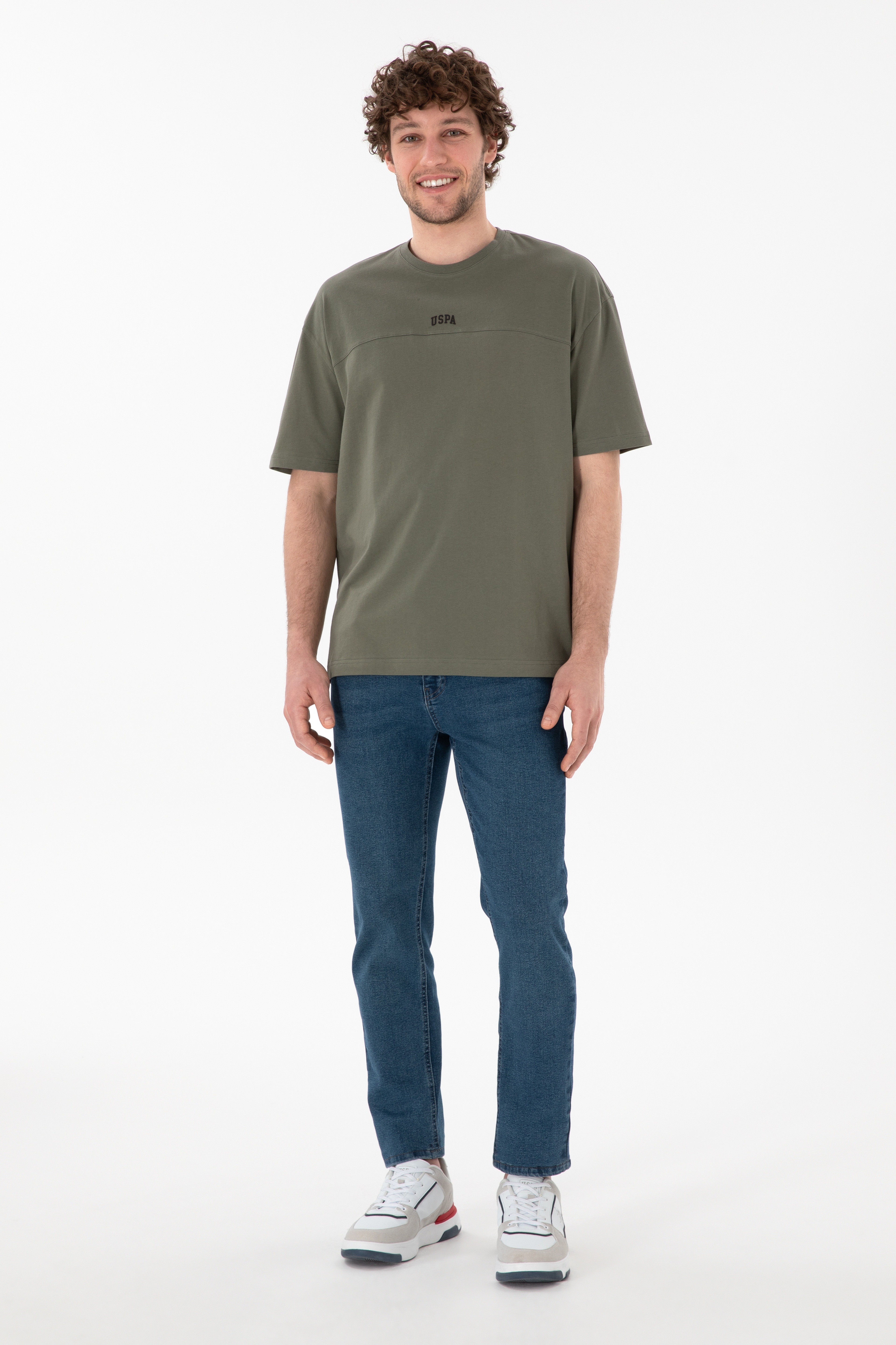Erkek Comfort Fit Bisiklet Yaka Haki Tişört - Image 5