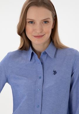 Kadın Saks Uzun Kollu Basic Gömlek - 50307726042