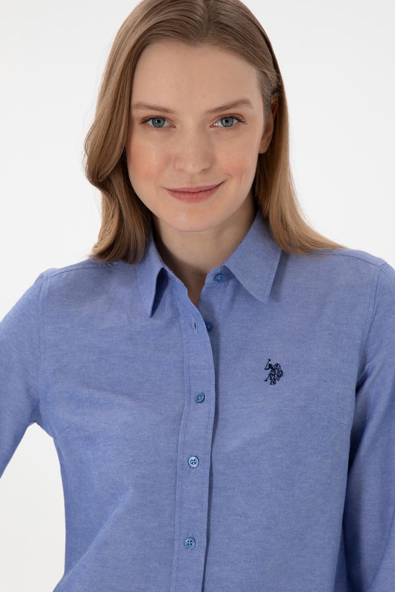 Kadın Saks Uzun Kollu Basic Gömlek - 50307726042