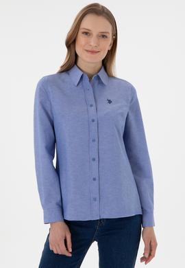 Kadın Saks Uzun Kollu Basic Gömlek - 50307726042