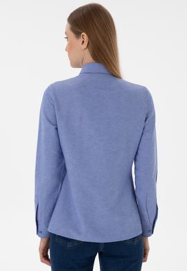 Kadın Saks Uzun Kollu Basic Gömlek - 50307726042