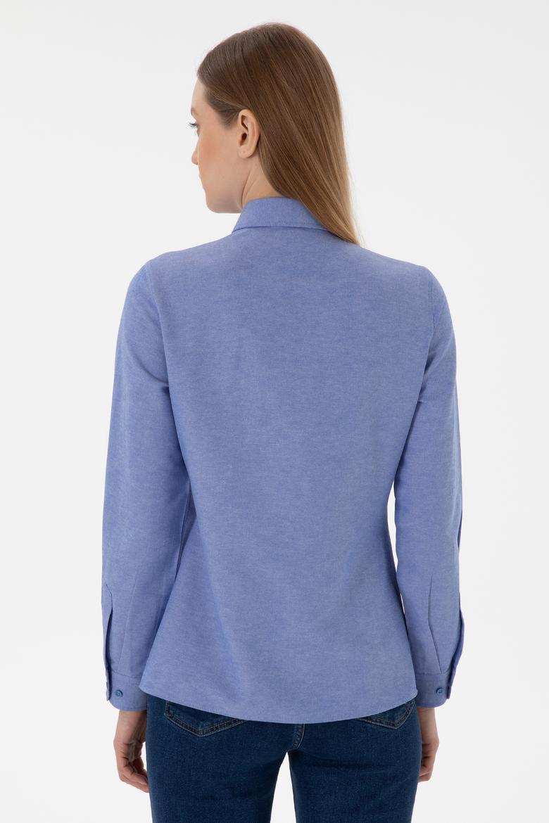 Kadın Saks Uzun Kollu Basic Gömlek - 50307726042