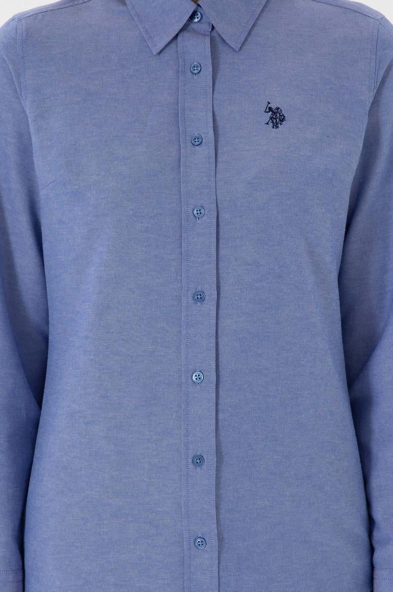 Kadın Saks Uzun Kollu Basic Gömlek