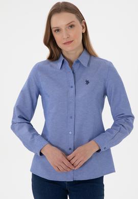 Kadın Saks Uzun Kollu Basic Gömlek - 50307726042