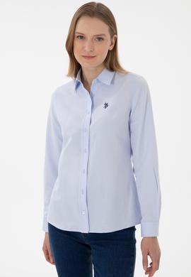 Kadın Açık Mavi Uzun Kollu Basic Gömlek - 50307726012