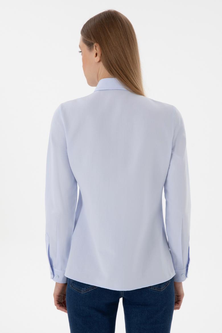Kadın Açık Mavi Uzun Kollu Basic Gömlek - 50307726012